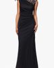 Betsy & Adam Betsy & Adam Lace Trim Asymmetric Ruched Gown - 1