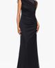 Betsy & Adam Betsy & Adam Lace Trim Asymmetric Ruched Gown - 3