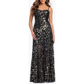 Betsy & Adam Betsy & Adam Metallic Leaf Burnout Gown