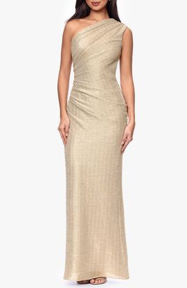 Betsy & Adam Betsy & Adam Metallic One-Shoulder Ruched Dress