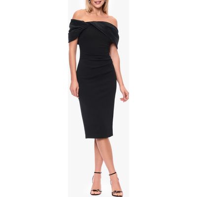 Betsy & Adam Betsy & Adam Off the Shoulder Scuba Crepe Cocktail Dress