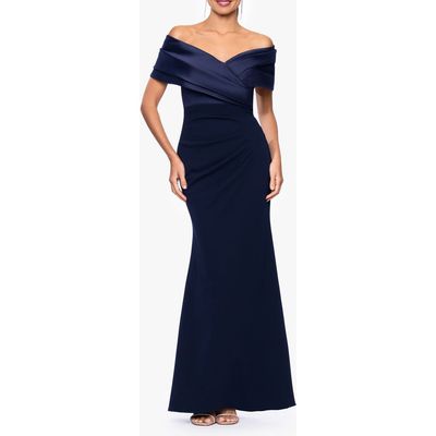 Betsy & Adam Betsy & Adam Off the Shoulder Scuba Crepe Gown.