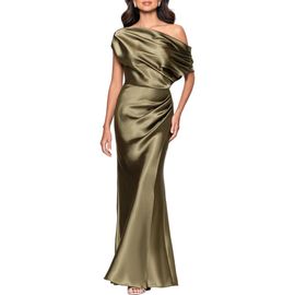 Betsy & Adam Betsy & Adam One-Shoulder Satin Gown