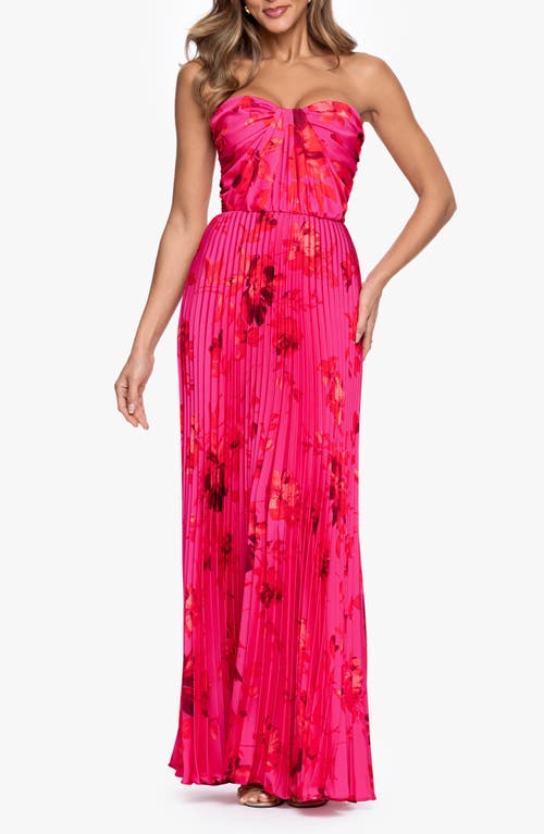 Betsy & Adam Betsy & Adam Pleated Strapless Gown