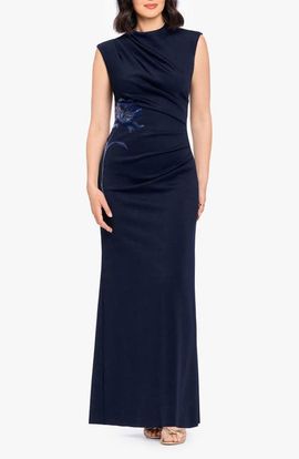 Betsy & Adam Betsy & Adam Sequin Appliqué Scuba Gown