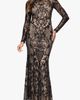 Betsy & Adam Betsy & Adam Sequin Placement Long Sleeve Gown - 1