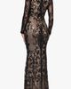 Betsy & Adam Betsy & Adam Sequin Placement Long Sleeve Gown - 2