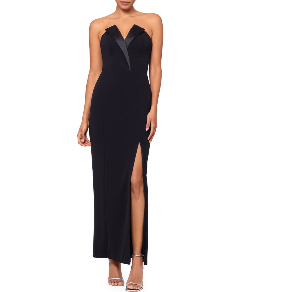 Betsy & Adam Betsy & Adam Strapless Column Gown