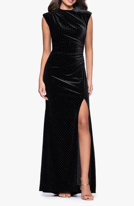 Betsy & Adam Betsy & Adam Stud Detail Sleeveless Velvet Gown