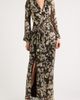 Betsy & Adam Betsy & Adam V-Neck Crinkle Metallic Floral Dress - 1