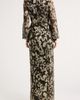 Betsy & Adam Betsy & Adam V-Neck Crinkle Metallic Floral Dress - 2