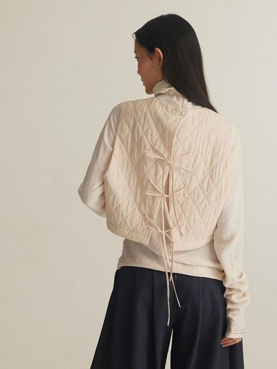 BETTERKIND Ribbon Back Cropped Padded Vest RIBBON BACK CROP P