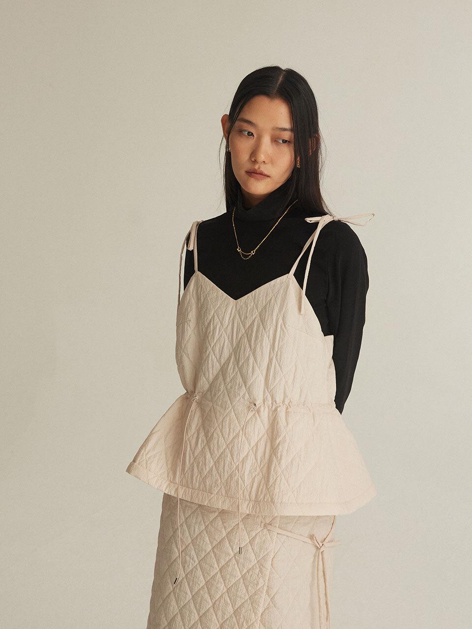 BETTERKIND Ribbon Shoulder Padded Tank Top RIBBON SHOULDER PA
