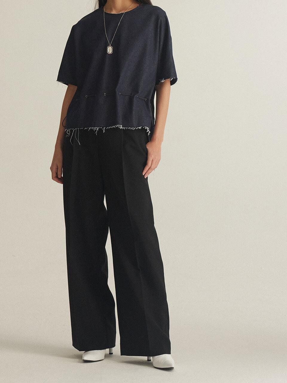 BETTERKIND Semi-wide Tuck Pants - Black
