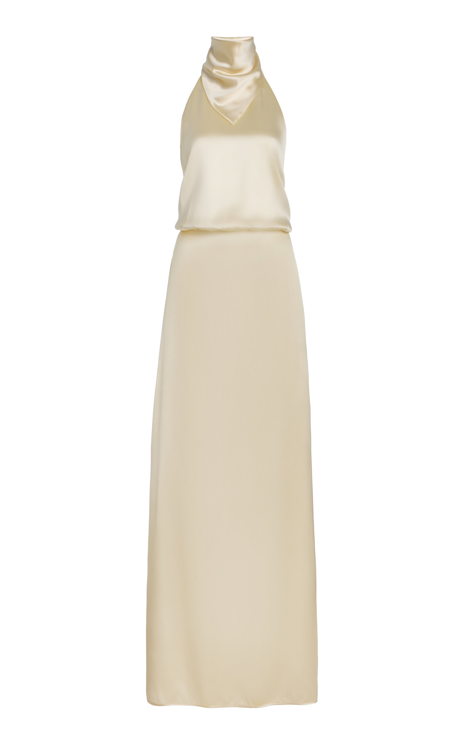 BEVZA BEVZA Hustka ScarfNeck Charmeuse Maxi Dress Ivory M
