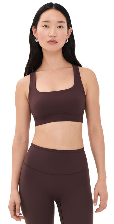 Beyond Yoga Beyond Yoga In The Zone Scoopneck Bra Cocoa Plum