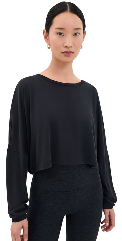Beyond Yoga Beyond Yoga Studio Luxe Cropped Long Sleeve Tee Black