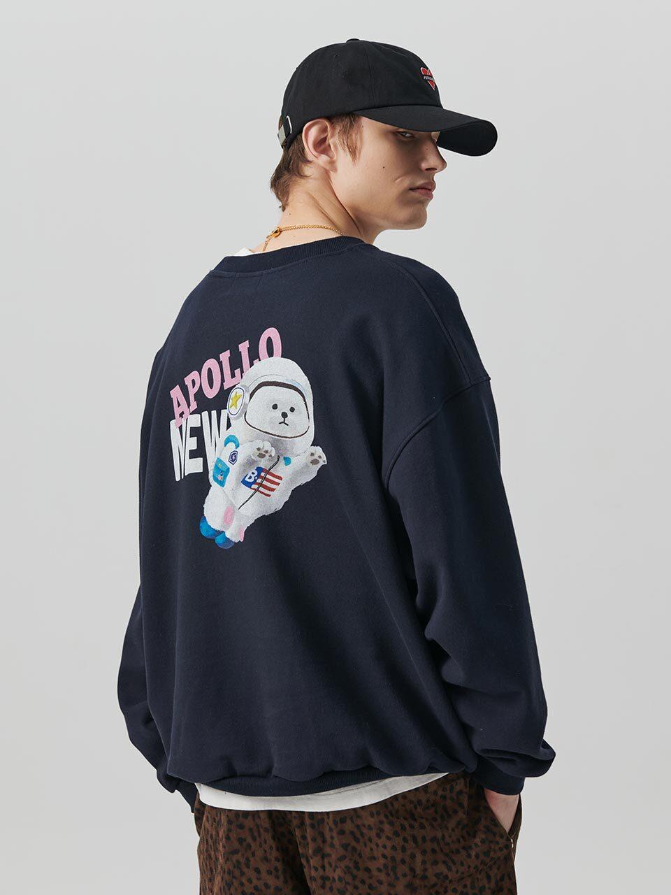 beyondcloset Apollo Logo Heavy Weight Cotton Sweatshirt [Navy]