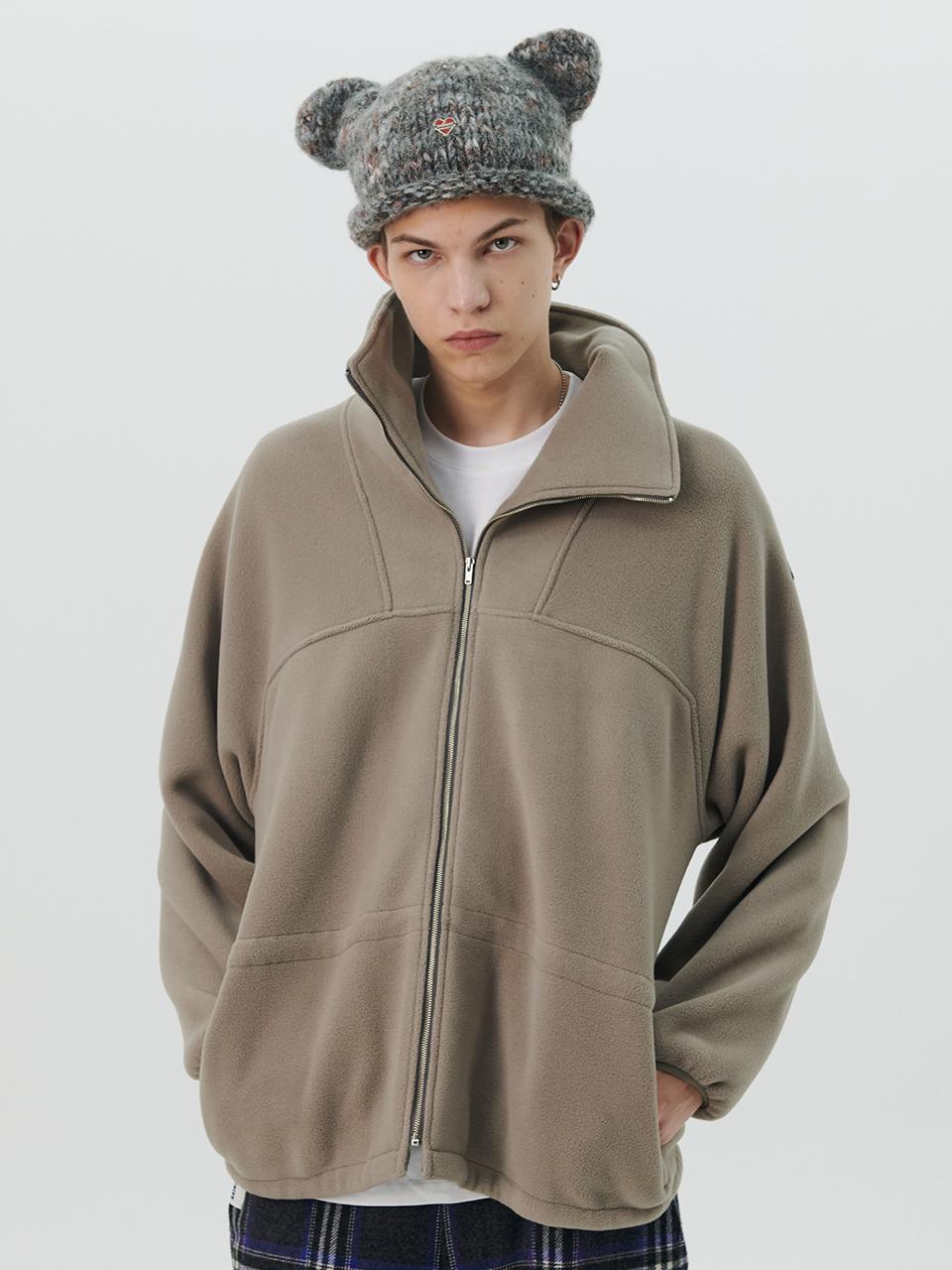 beyondcloset Double-faced Semi-overfit Fleece Zip-up Parka [Grey]