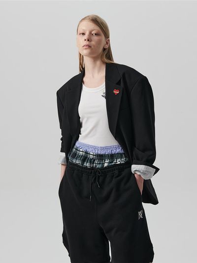 beyondcloset Hidden Lining Wool Blend Semi-Overfit Blazer [Black]