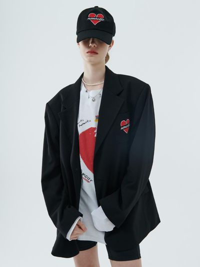 beyondcloset Logo 3-Button Preppy Wool Jacket [Black]