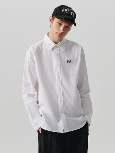 beyondcloset New Parisien Patch Classic Oxford Shirt [White]