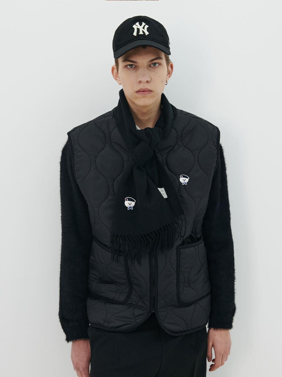beyondcloset Parisien Quilted Shearling Vest [Black]