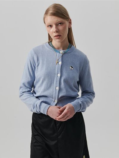 beyondcloset Signature Logo Cashmere Merino Wool Cardigan [Sky Blue]