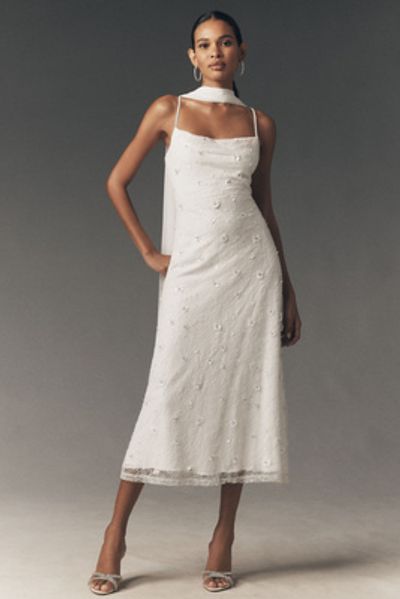 BHLDN 3D Deco Lace Slip Dress with Scarf
