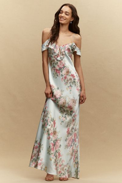 BHLDN Aria Ruffle Maxi Slip Dress