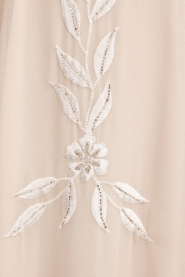 BHLDN Belize Embroidered A-Line Long-Sleeve V-Neck Gown