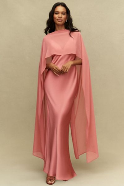 BHLDN Brigid Chiffon Cape Maxi Dress