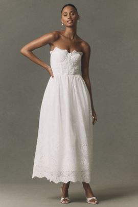 BHLDN Bustier Eyelet Midi Dress