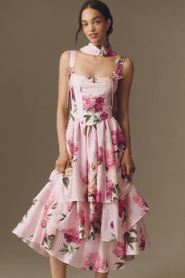 BHLDN Bustier Tiered Maxi Dress