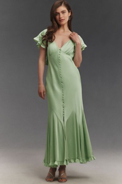 BHLDN Caped Satin Maxi Dress