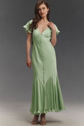 BHLDN Caped Satin Midi Dress