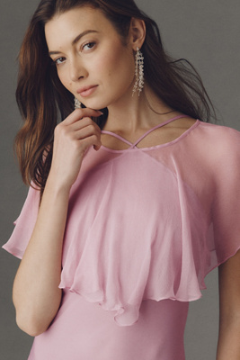 BHLDN - Clara Satin Gown with Cape