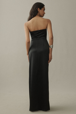 knee length dresses for ladies Danielle Maxi Dress Yellow in Satin