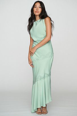 BHLDN Dylan Cap-Sleeve Satin Maxi Dress