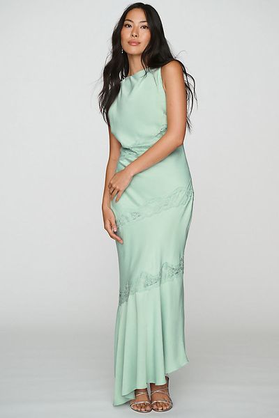 BHLDN Dylan Cap-Sleeve Satin Maxi Dress
