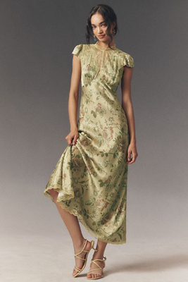 amazon green satin dress Emma Silk Dress – SEROYA main image 0