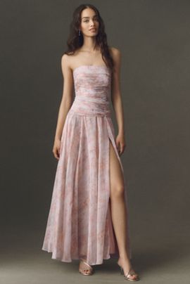 BHLDN Greta Strapless Chiffon Maxi Dress