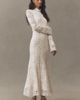 BHLDN Long-Sleeve Mock-Neck Stretch Lace Maxi Dress - 1