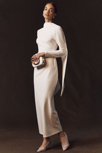beige satin dress long TWP Women's It Had to Be You Dress in Shiny Viscose Wool Satin - Parchment main image 0