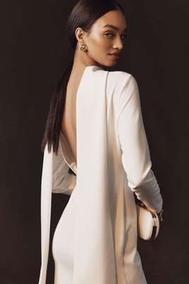 black one sleeve long dress Marcella Women's Manhattan One Shoulder Midi Dress