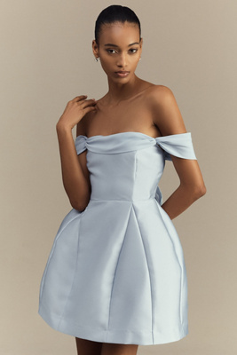 open lace back dress Anita Off Shoulder Satin Corset Mini Dress – Beishi main image 0