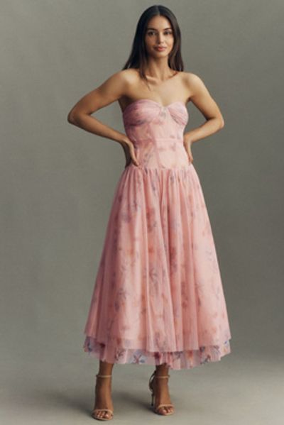 bhldn mixed lace drop waist midi dress Blue Crepe – self-portrait-US 95% Polyester 5% Elastane Machine Wash Cold with Like Colors bhldn mixed lace drop-waist midi