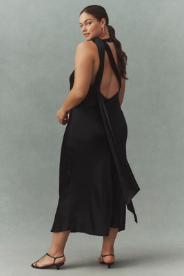BHLDN - Nicoletta One-Shoulder Scarf Satin Midi Dress