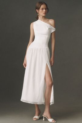 bhldn one-shoulder removable scarf midi dress One-Shoulder Scarf Maxi Dress