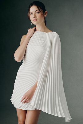 BHLDN Pleated Shoulder Mini Dress